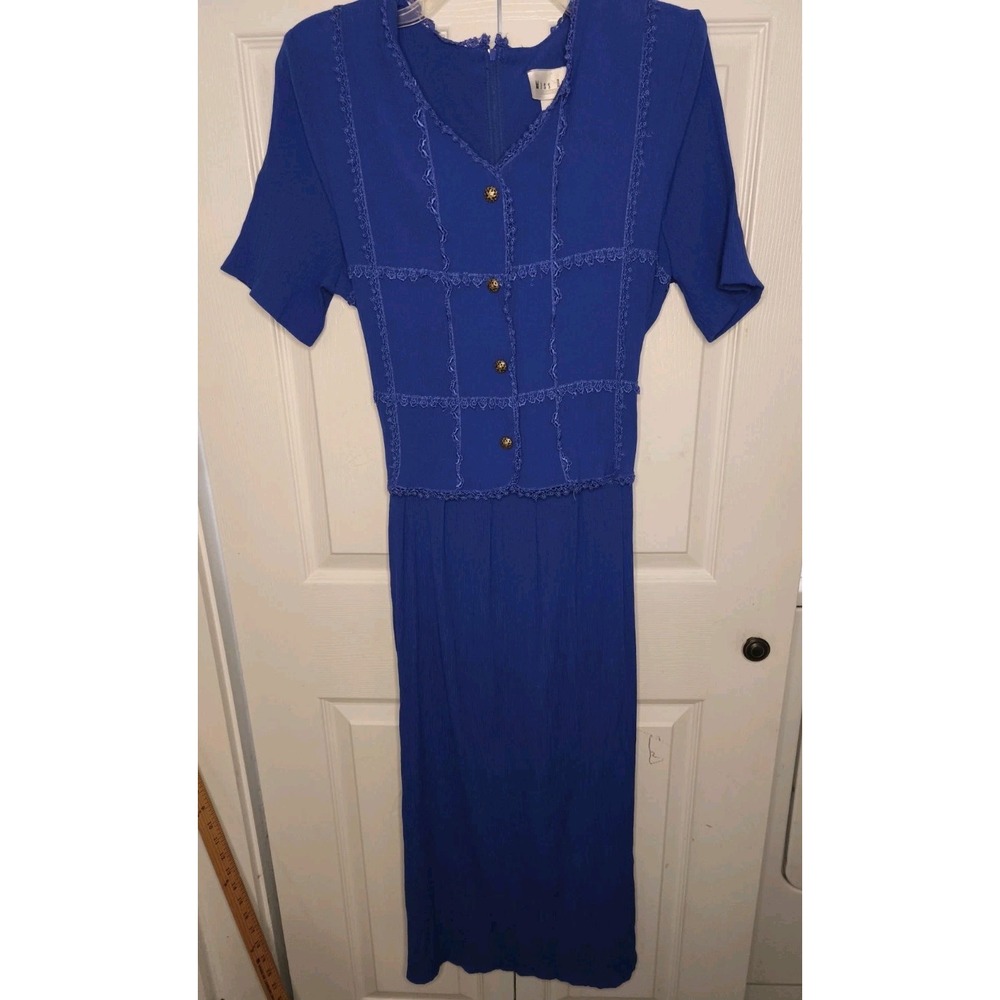 Vintage‎ Miss Dorby Dress 14 Petite Blue Faux Jacket Retro 80s Office Career
